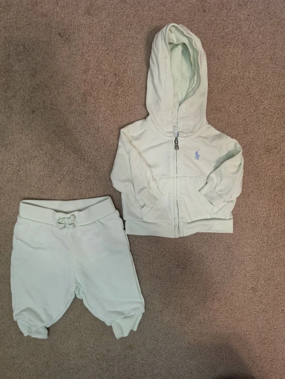 Ralph Lauren Mint Green Hoodie and Jogger Set Size 3 Months